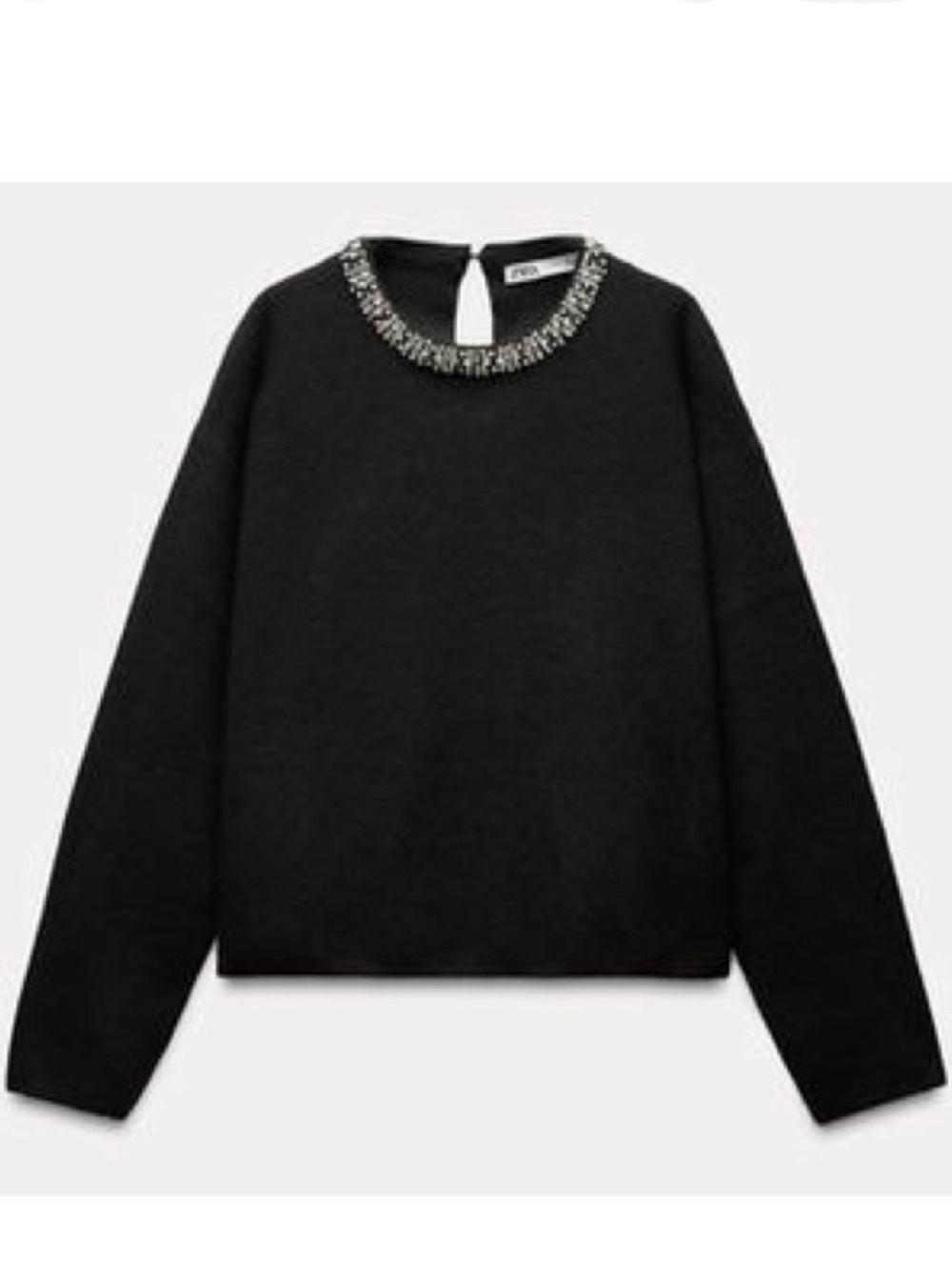 Zara Jewel Rhinestone Collar Sweater! Size L